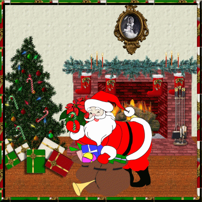 My version of Santa getting ready to put gifts under the tree 