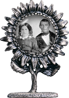 Wedding picture of John Mortgrage in a silver sunflower frame
