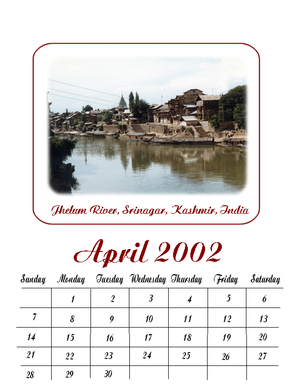 Calendar variation 9 Jhelum River, Srinagar, Kashmir, India