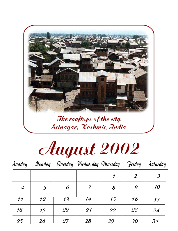 Calendar variation 13 The rooftops of the city, Srinagar, Kashmir, India