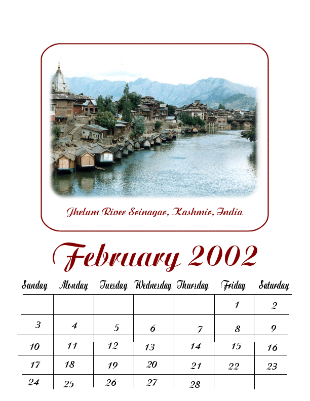 Calendar variation 7 Jelum River, Srinagar, Kashmir, India