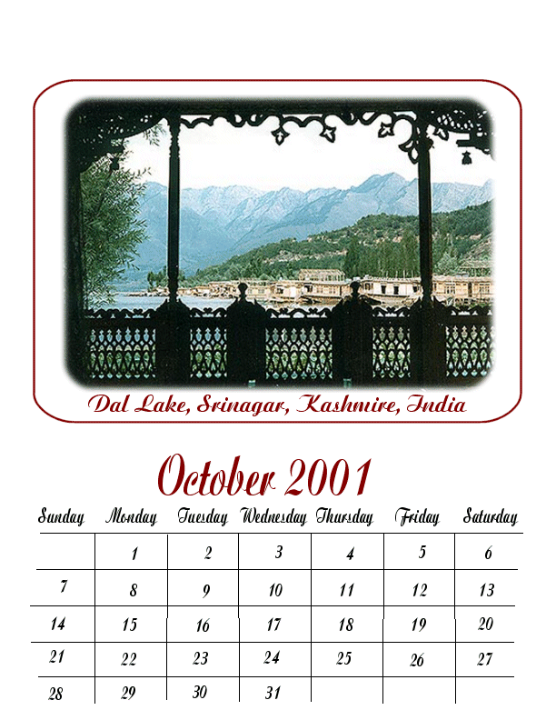Calendar variation 3 Dal Lake as seen from inside a houseboat, Srinagar, Kashmir, India