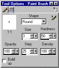 Paintbrush Tool Options Pallette 1 settings