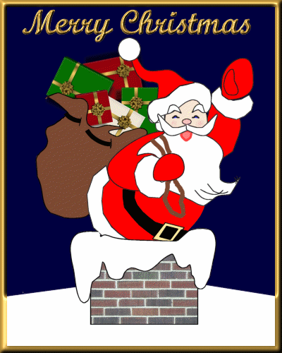 My version of Santa getting ready to go down the chimney 