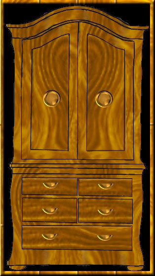 Colored version of clipart drawing of wardrobe.