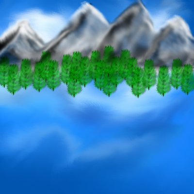 Retouch tool - mountains and trees 